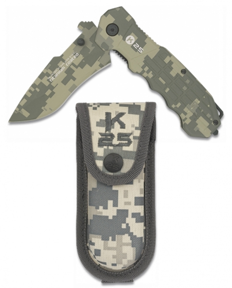 Taschenmesser K25 taktisch Titan beschichtet mit Clip digital camo 