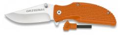 Outdoor Taschenmesser orange mit Feuerstarter im Griff, Survival  