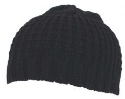 Strickmütze, "BEANIE", grobe Baumwolle, kurz, schwarz 