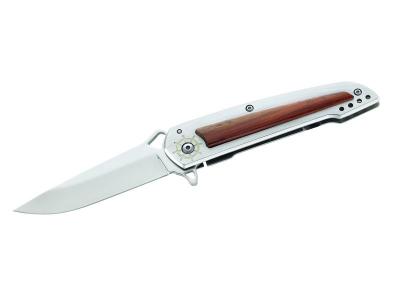 Einhandmesser Holzeinlage Edel Huali Clip 