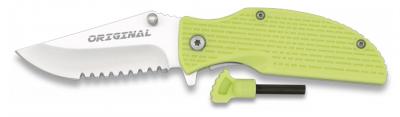 Outdoor Taschenmesser grün mit Feuerstarter Survival Säge-Zahnung 