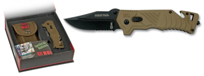 Taschenmesser Rettungsmesser RUI Titan beschichtet mit Nylon-Etui 